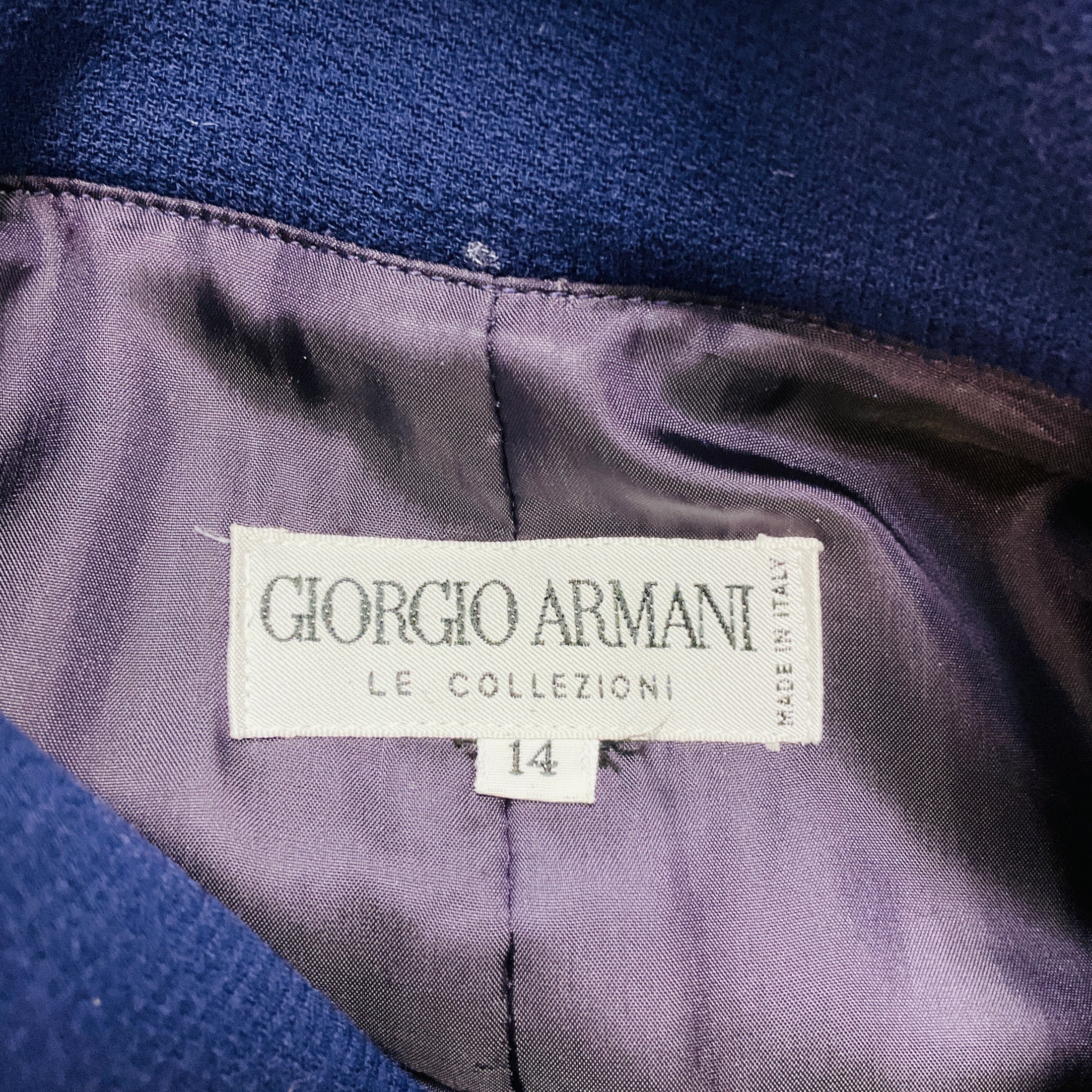 Giorgio Armani Le Collezioni Vintage Indigo Wool Mid Length Coat