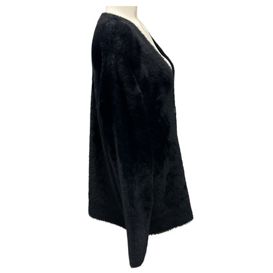 forte_forte Black Velvet Faux Fur Knit Cardigan Sweater