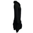 Load image into Gallery viewer, Christian Dior Black Ruffled Button Front Mid Length Wool Coat
