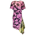 Load image into Gallery viewer, Dries Van Noten Black / Purple Multi Printed Asymmetric Silk Dessin Dress
