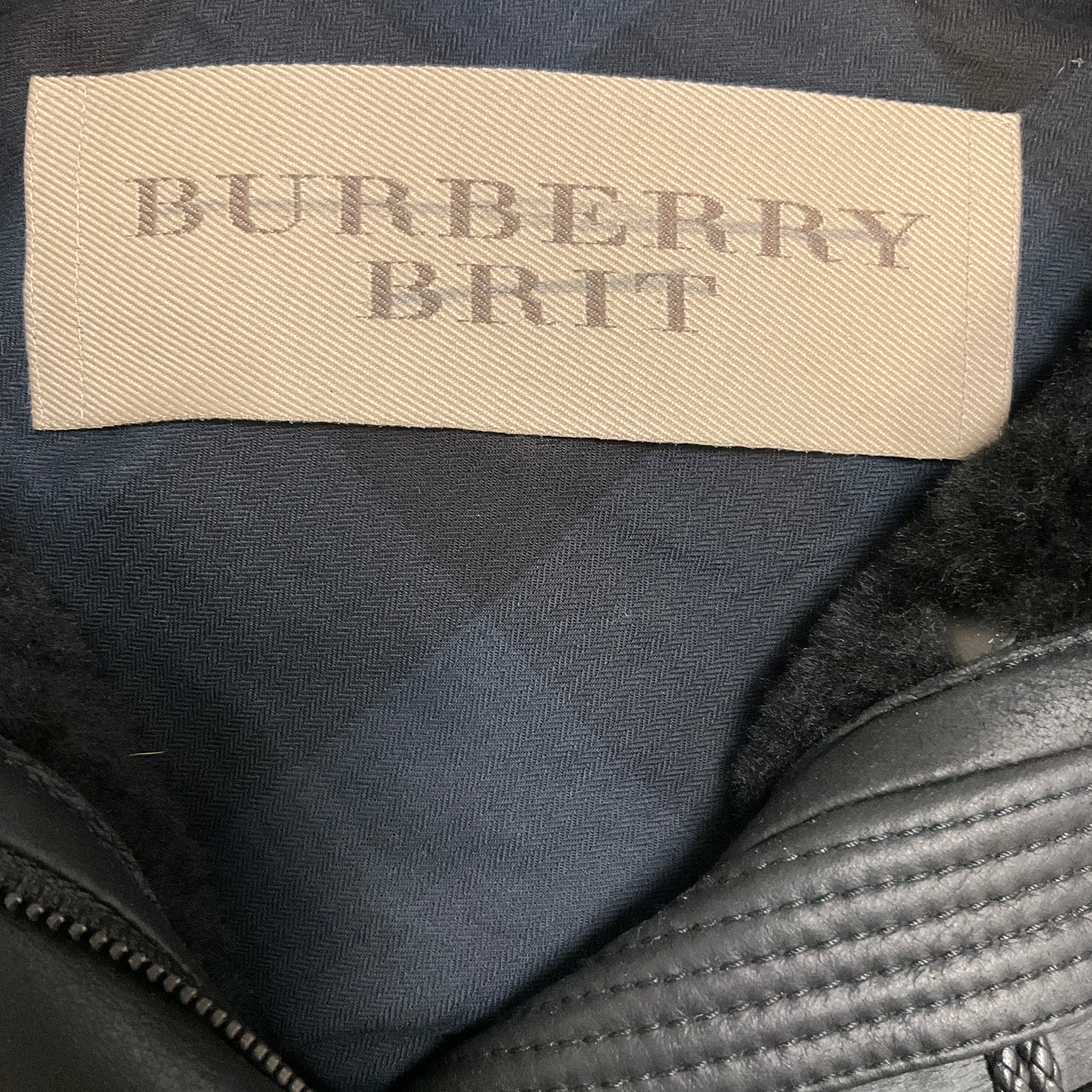 Burberry Brit Black Shearling Lined Leather Jacket with Fur Trimmed Hood
