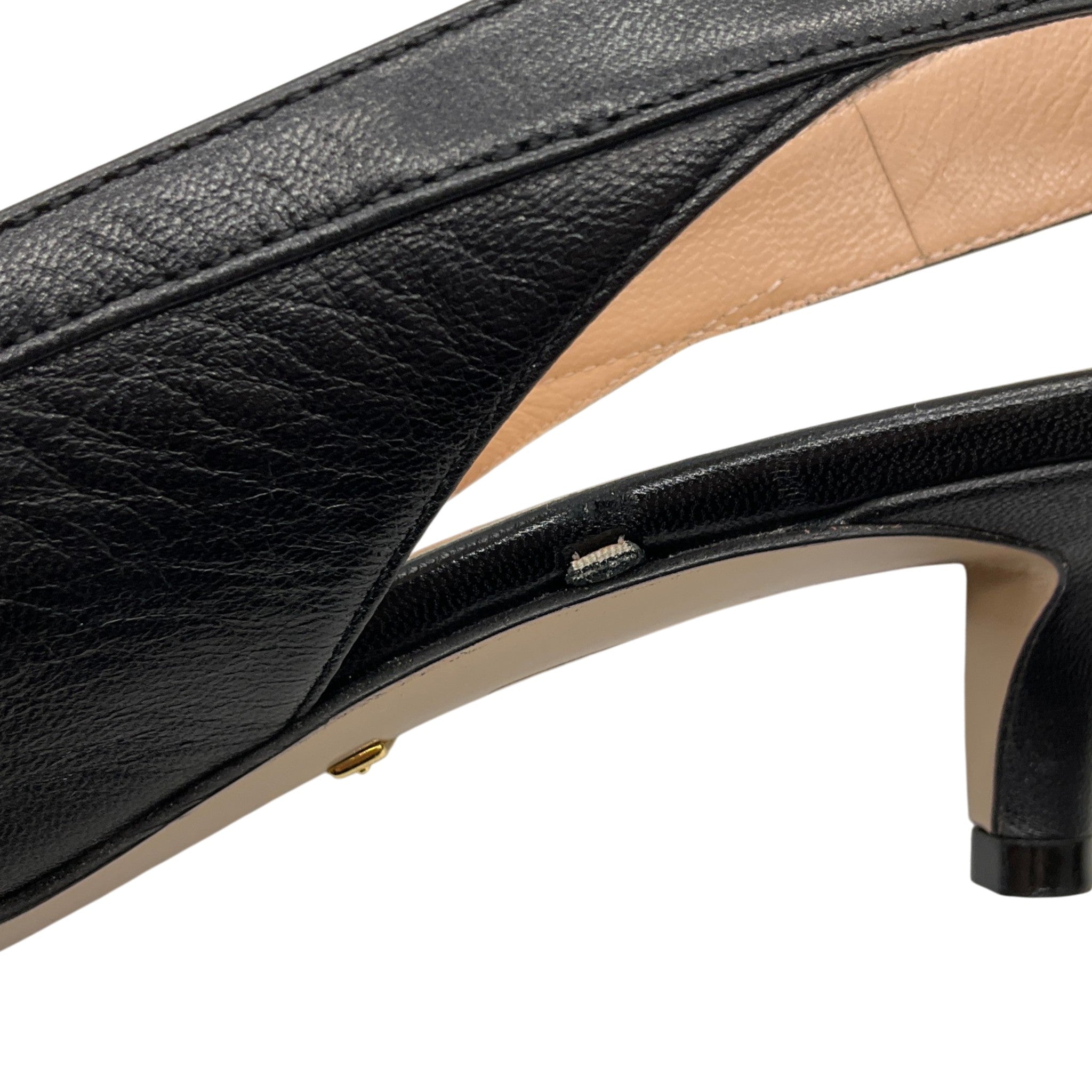 Gucci Black Leather Zumi Slingback Kitten Heel Pumps