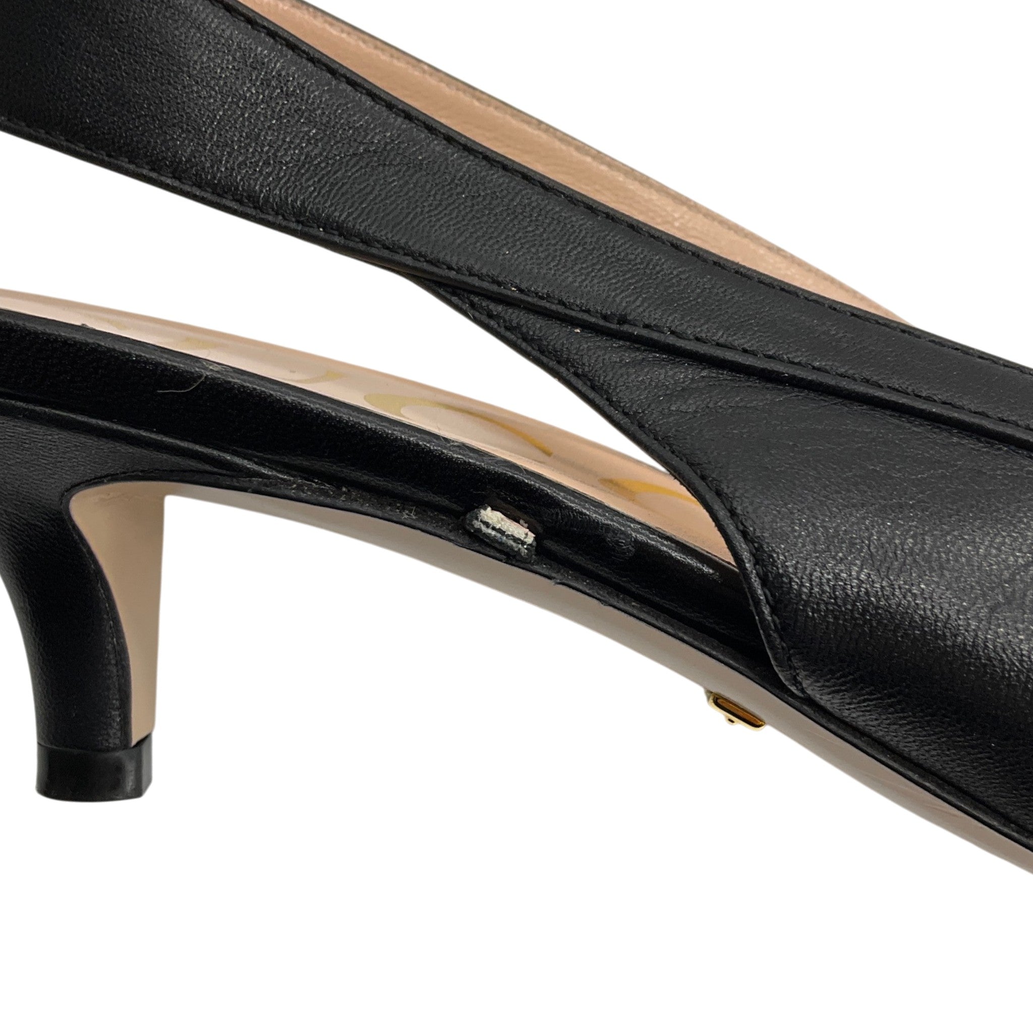 Gucci Black Leather Zumi Slingback Kitten Heel Pumps