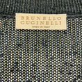 Load image into Gallery viewer, Brunello Cucinelli Navy Blue Sequined Linen and Silk Knit Long Sleeved V-Neck Sweater with Monili
