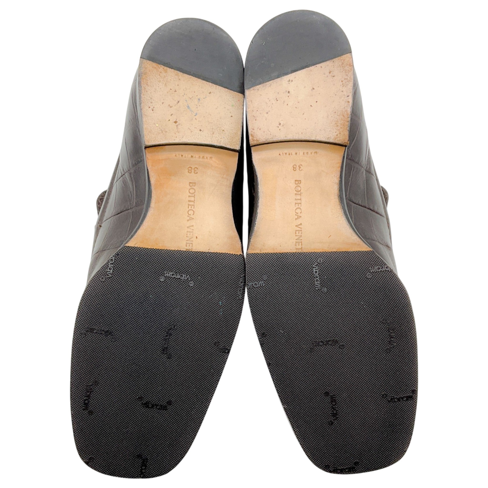 Bottega Veneta Brown Alligator Embossed Leather Loafers