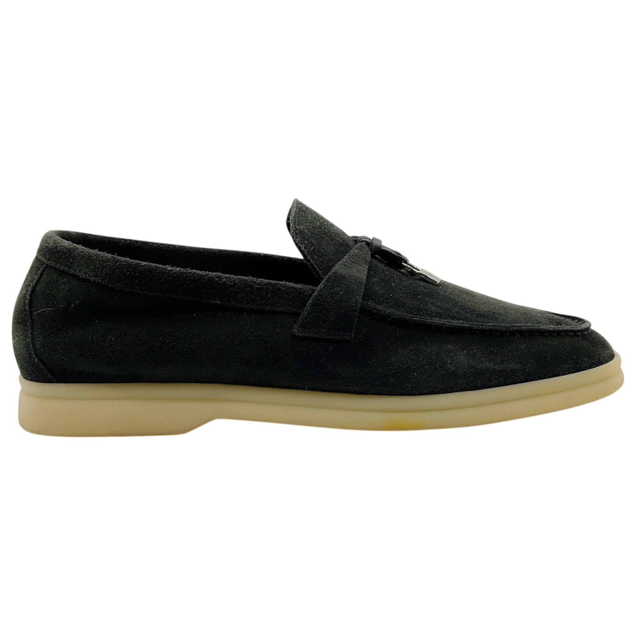 Loro Piana Black Suede Summer Charms Walk Loafers