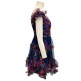 Load image into Gallery viewer, Marchesa Notte Navy Blue Multi Watercolor Garland Mini Dress
