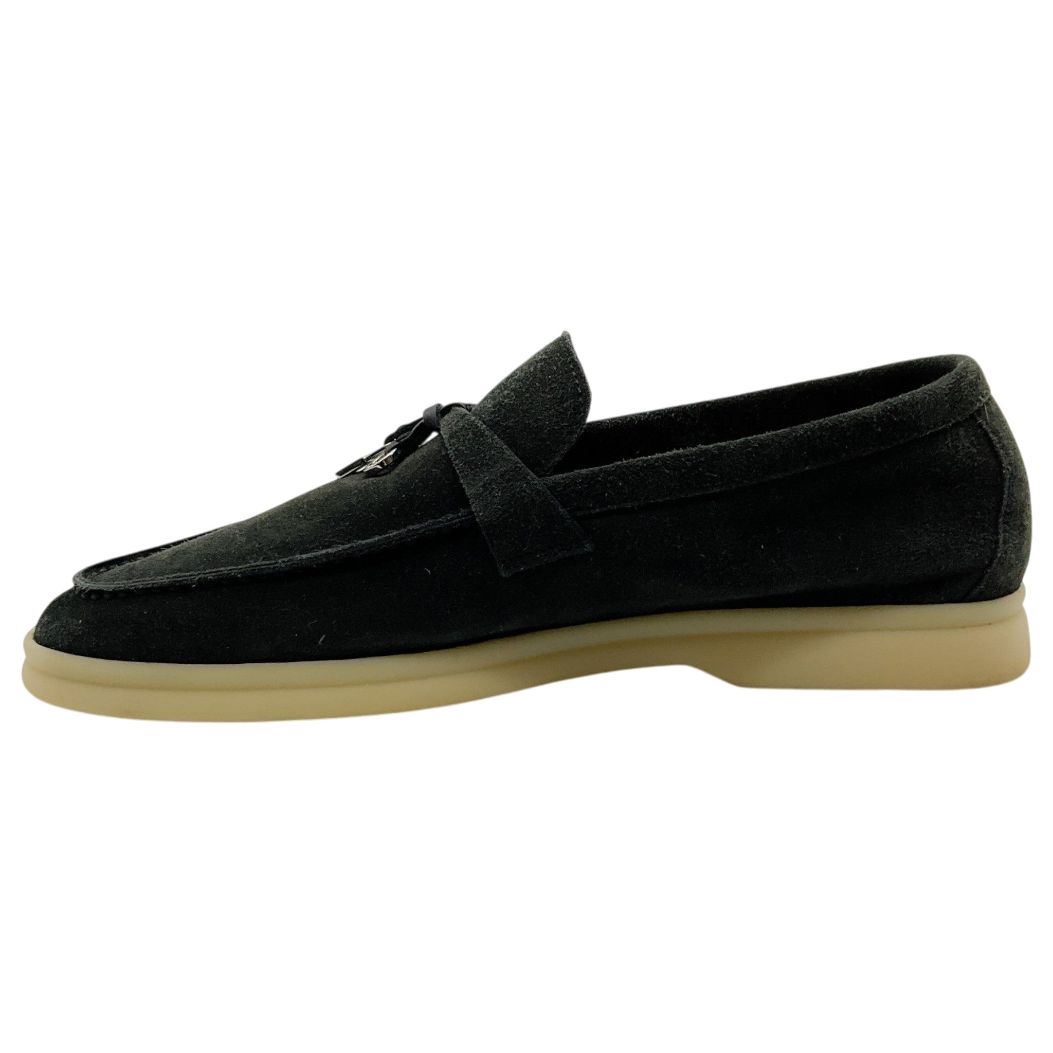 Loro Piana Black Suede Summer Charms Walk Loafers