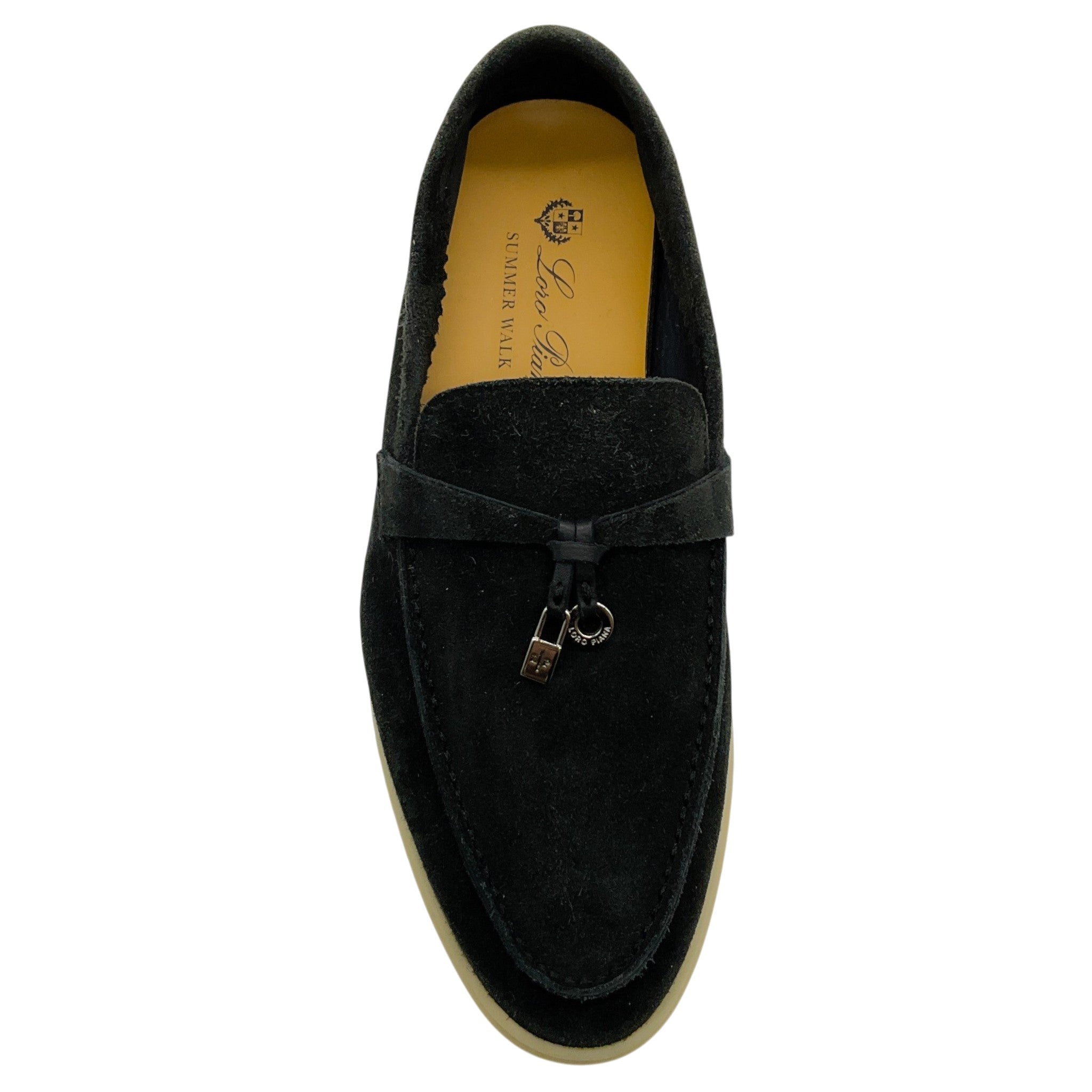 Loro Piana Black Suede Summer Charms Walk Loafers