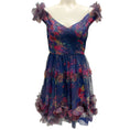 Load image into Gallery viewer, Marchesa Notte Navy Blue Multi Watercolor Garland Mini Dress
