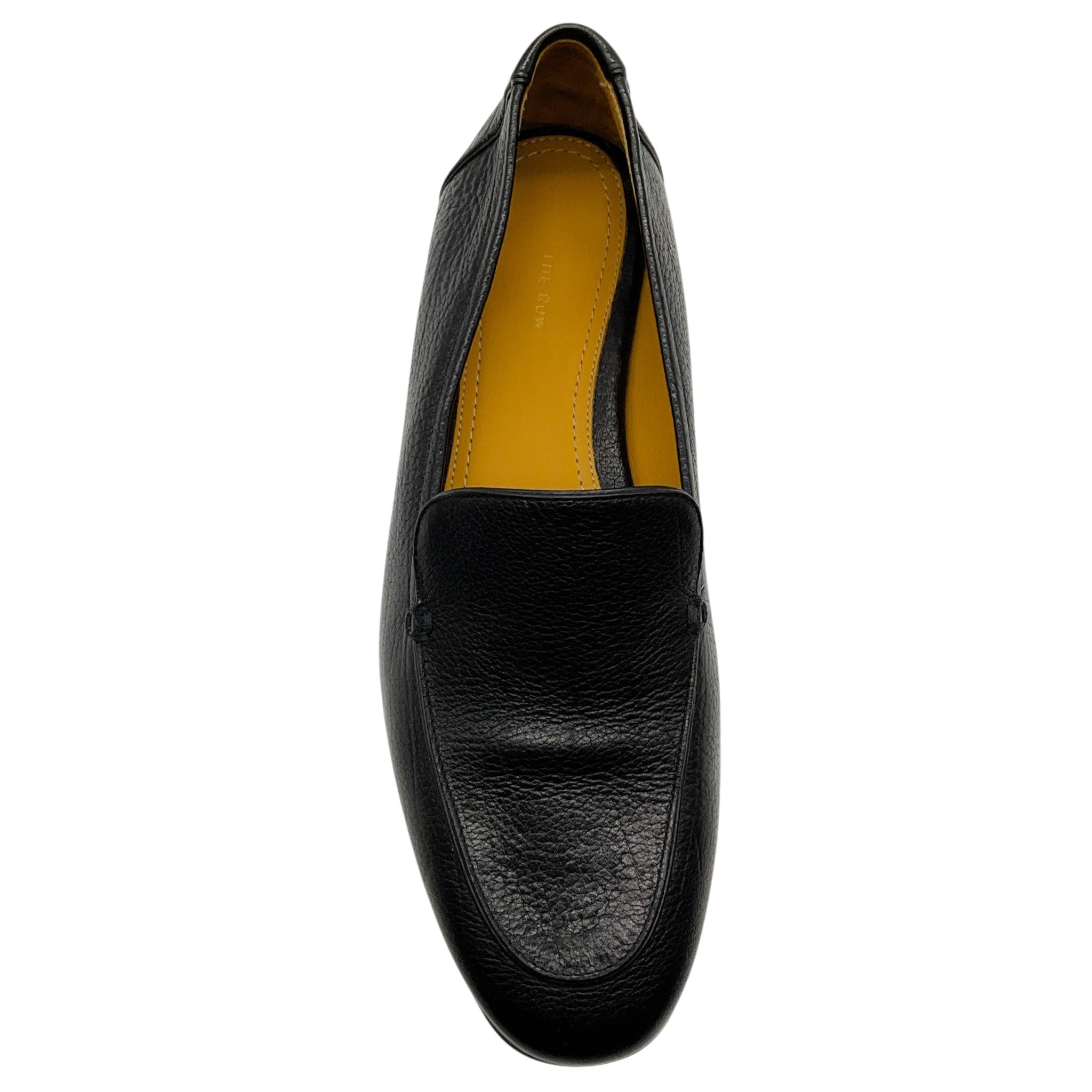 The Row Black Pebbled Leather Adam Loafers