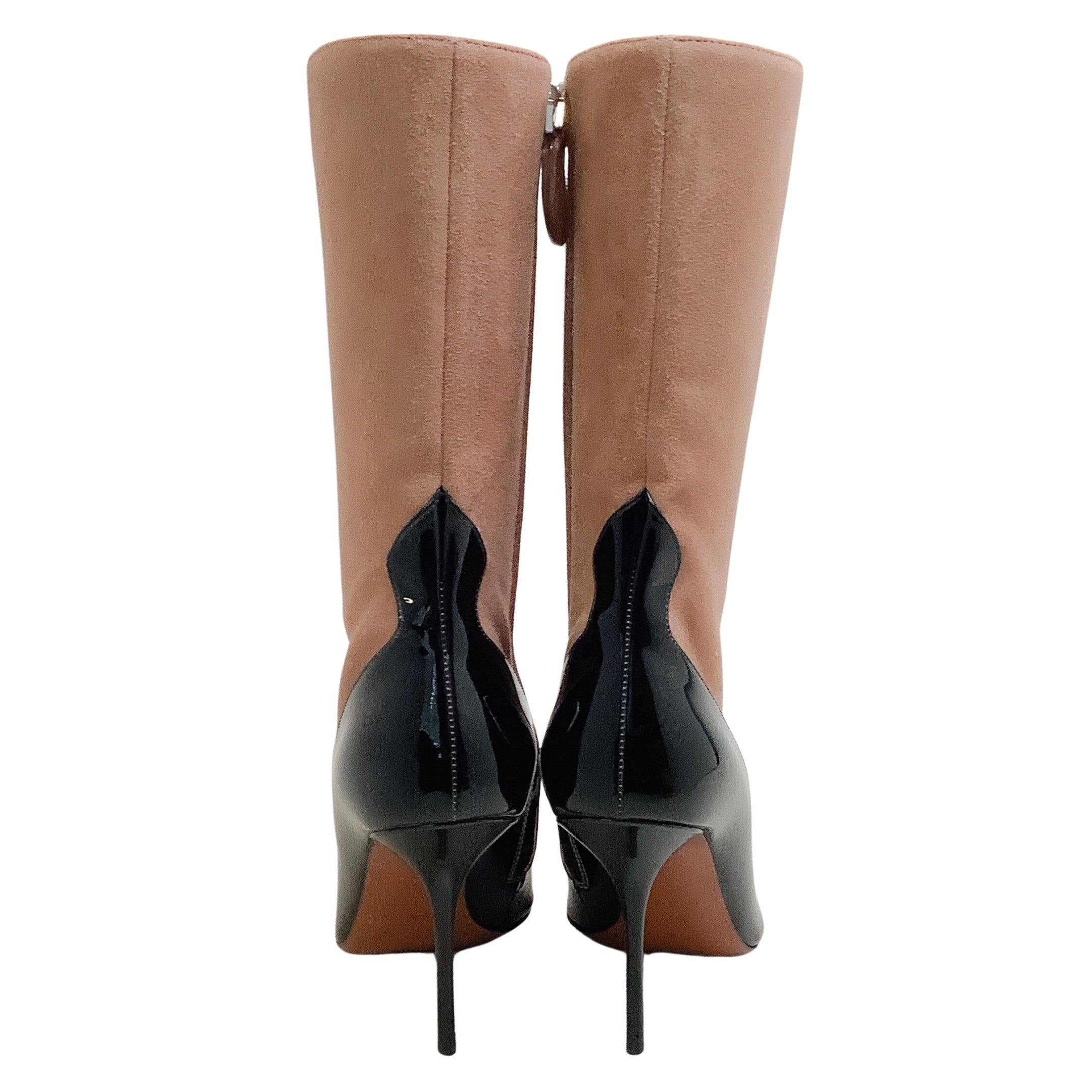 Alaia Nude Suede / Black Patent Short Boot 90