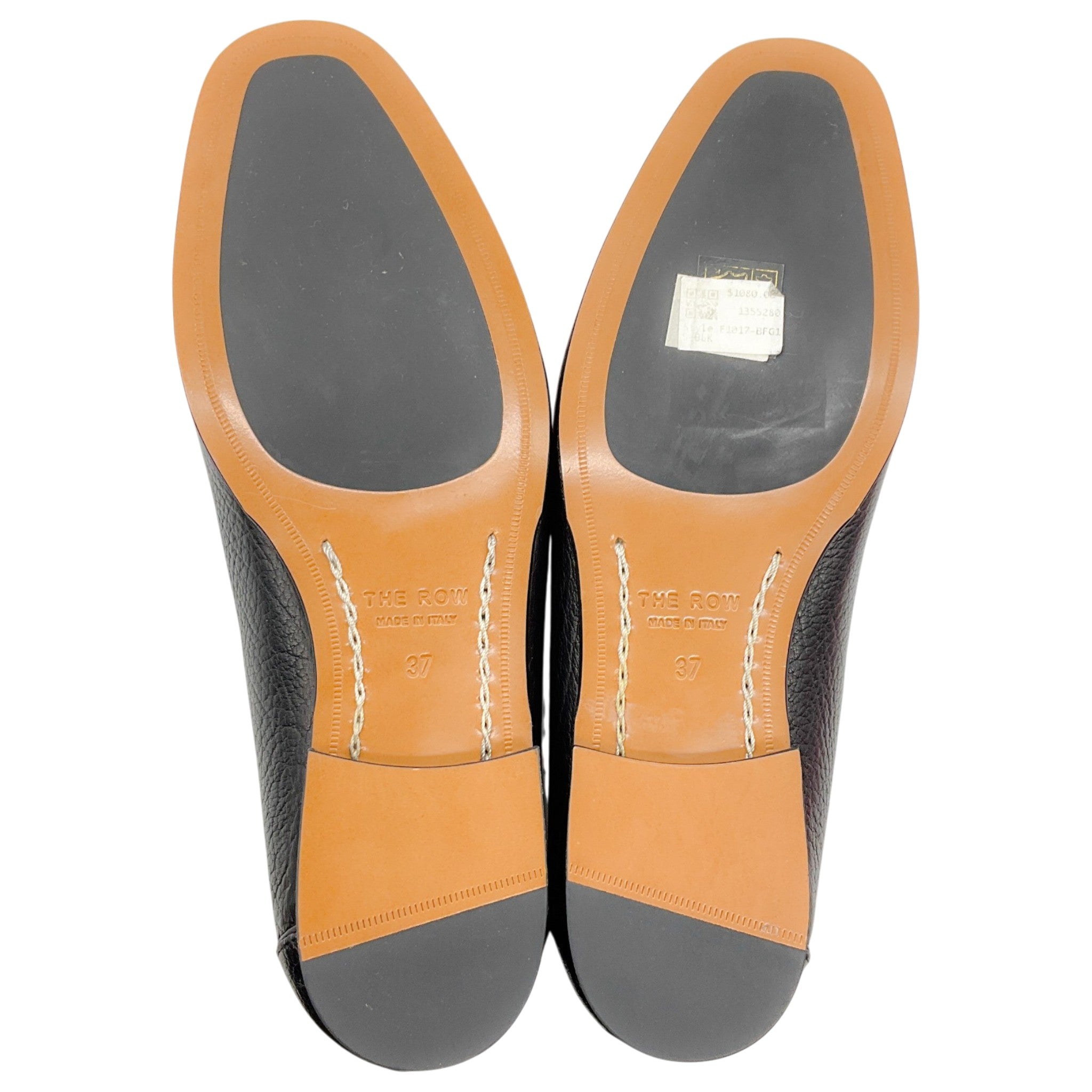 The Row Black Pebbled Leather Adam Loafers