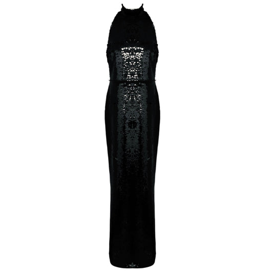 Safiyaa Black Sequined Viba Long Dress / Gown