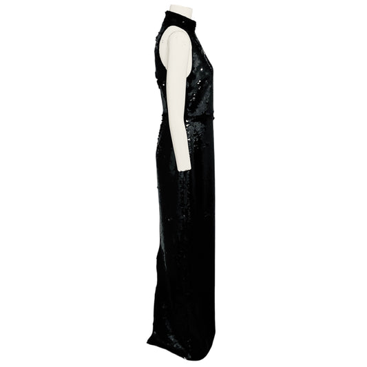 Safiyaa Black Sequined Viba Long Dress / Gown
