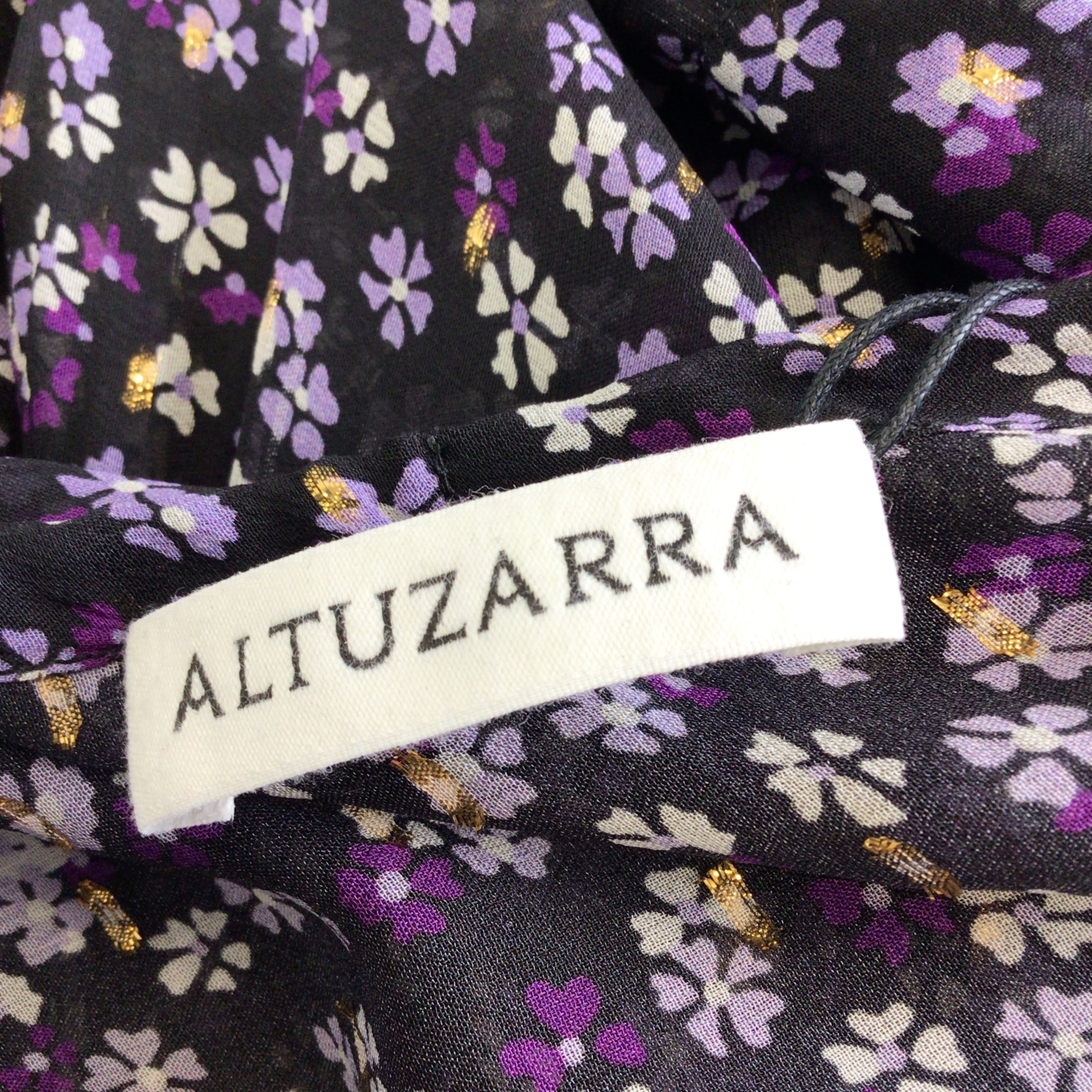 Altuzarra Black / Purple Multi Floral Printed Silk Blouse