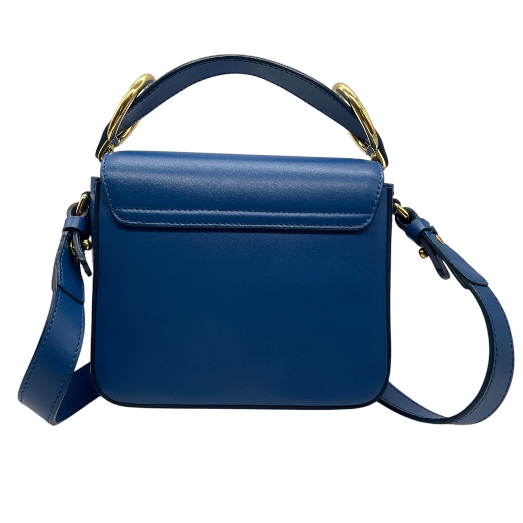 Chloe Blue Leather Mini C Shoulder Bag with Gold Hardware