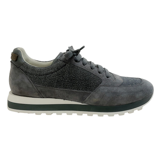 Peserico Grey Suede and Monili Sneakers