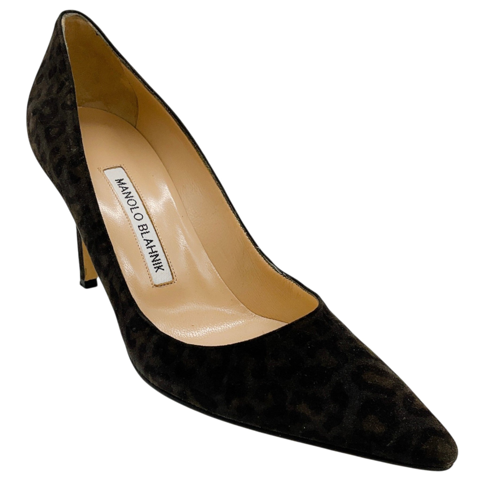 Manolo Blahnik Grey Leopard Print Suede BB 90 Pumps
