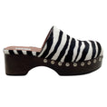 Load image into Gallery viewer, Alaia White / Black Zebra Pony Clogs
