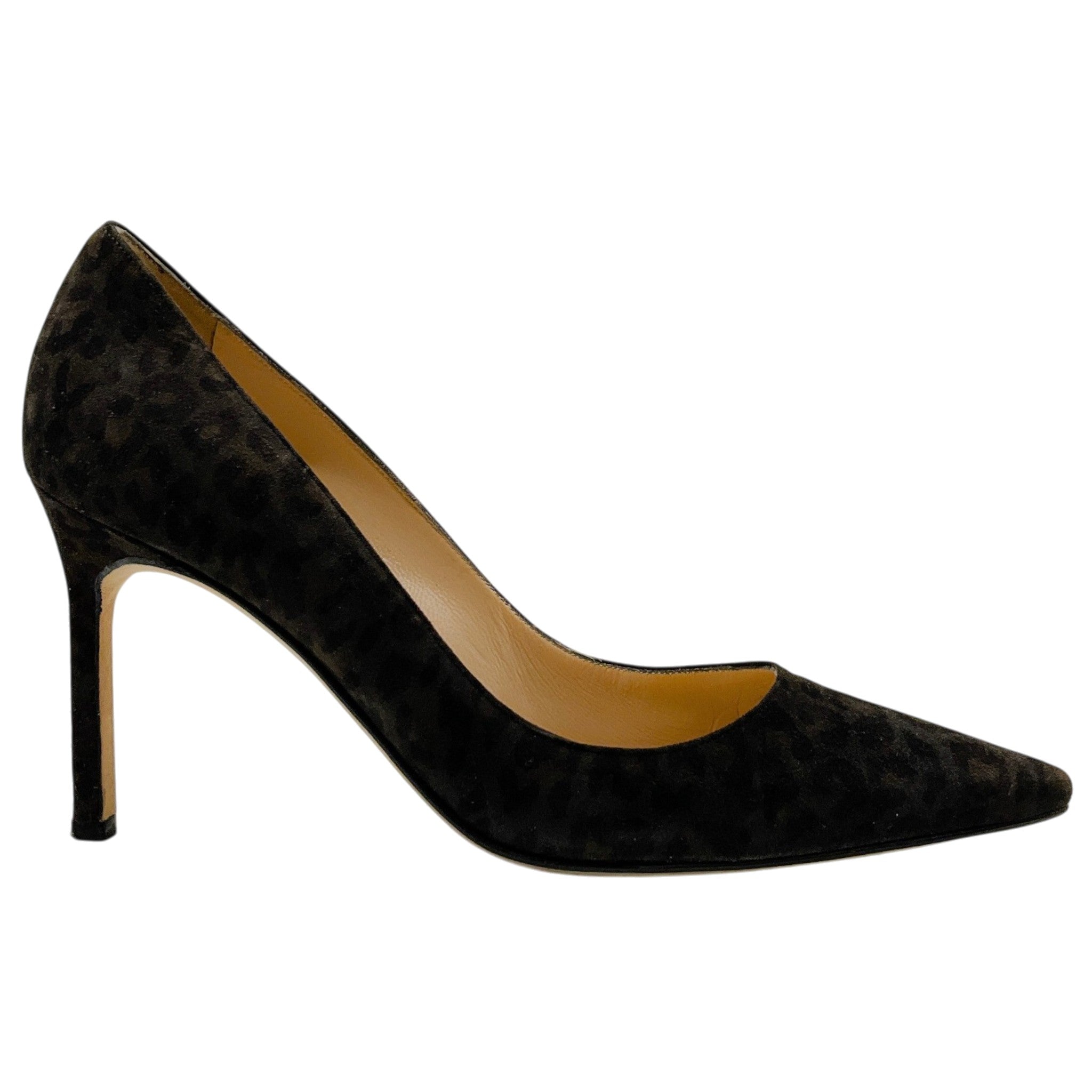Manolo Blahnik Grey Leopard Print Suede BB 90 Pumps