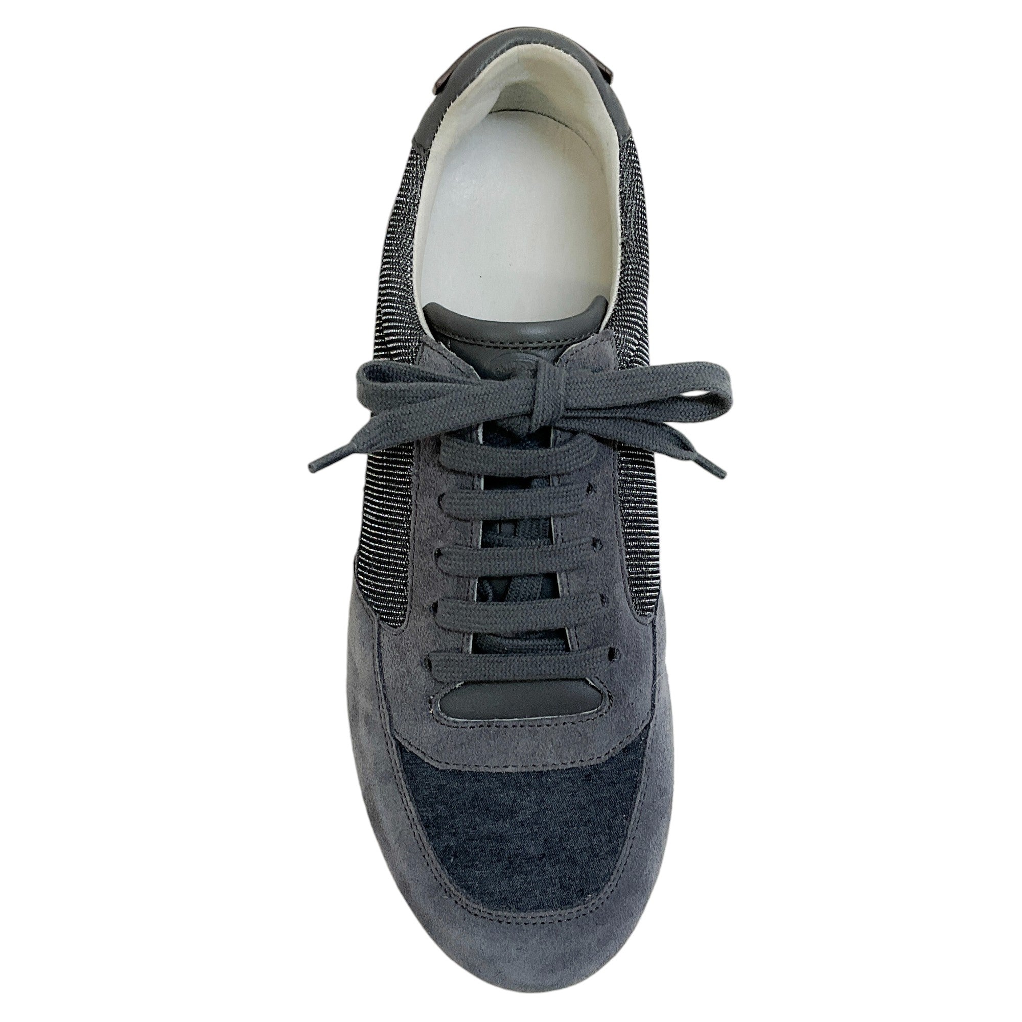 Peserico Grey Suede and Monili Sneakers