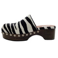 Load image into Gallery viewer, Alaia White / Black Zebra Pony Clogs

