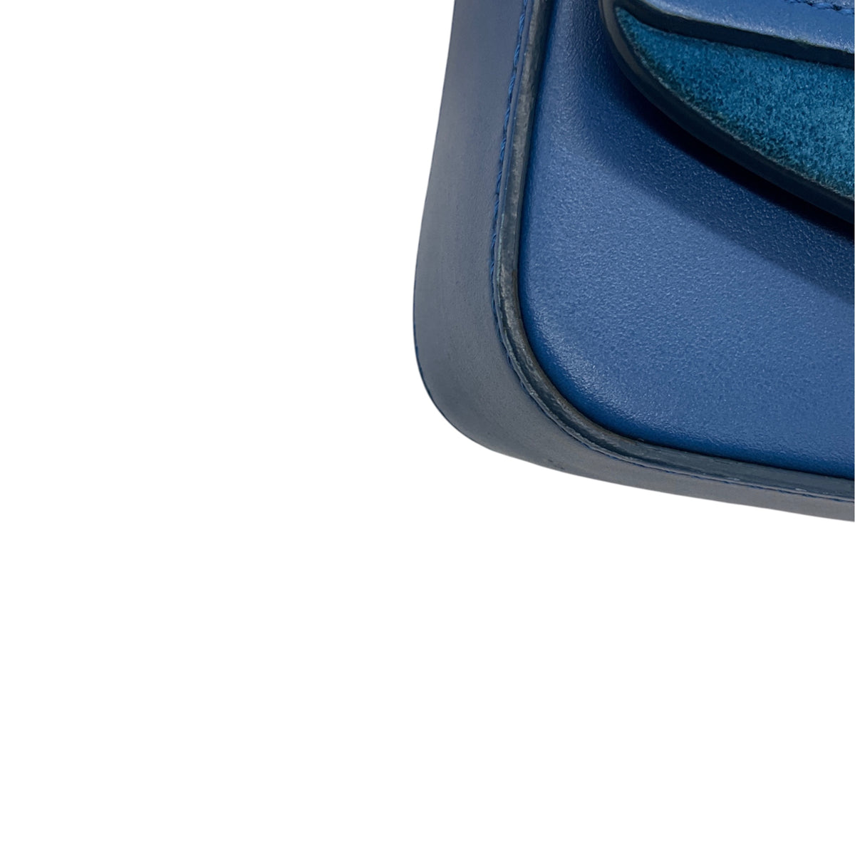 Chloe Blue Leather Mini C Shoulder Bag with Gold Hardware