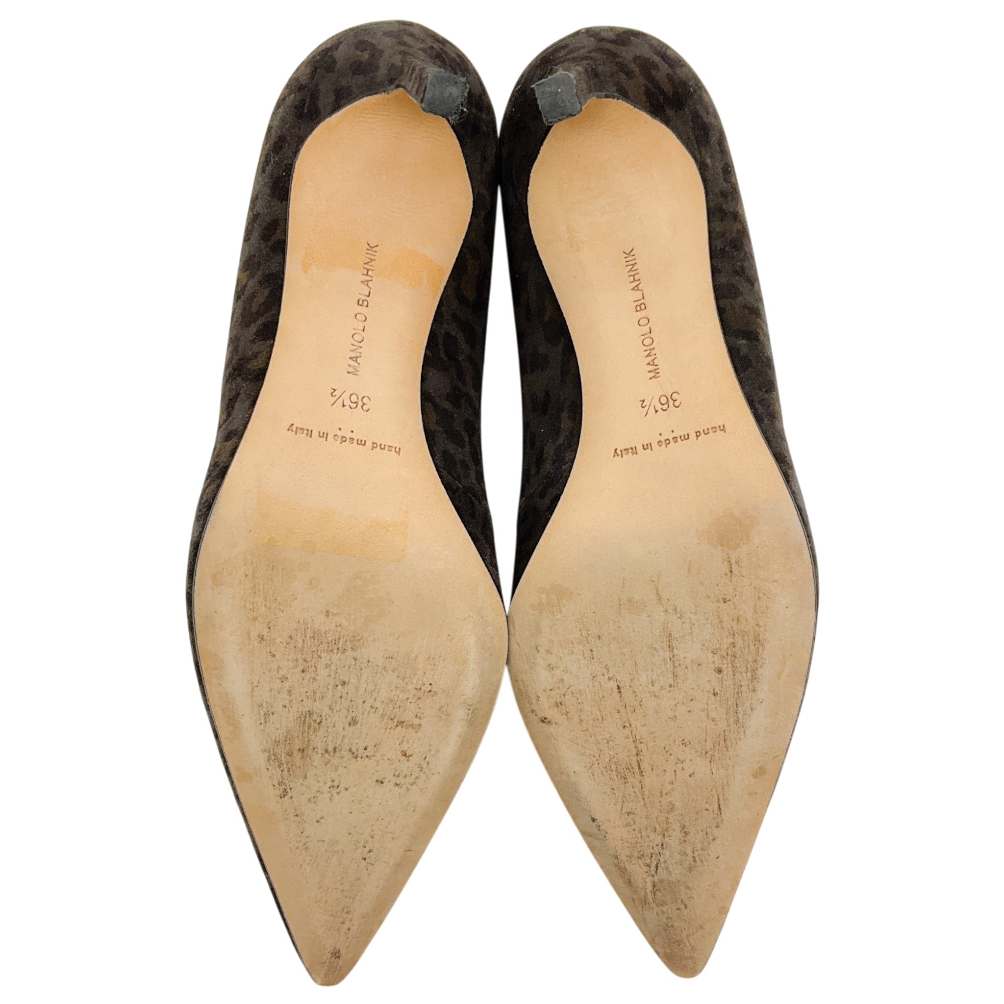 Manolo Blahnik Grey Leopard Print Suede BB 90 Pumps
