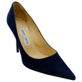 Load image into Gallery viewer, Jimmy Choo Navy Blue Suede Pumps with Patent Heel

