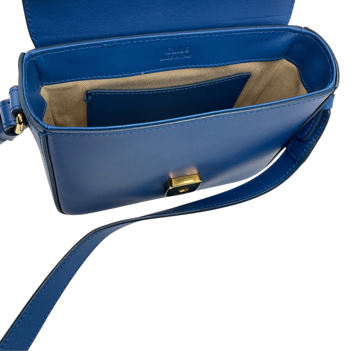 Chloe Blue Leather Mini C Shoulder Bag with Gold Hardware