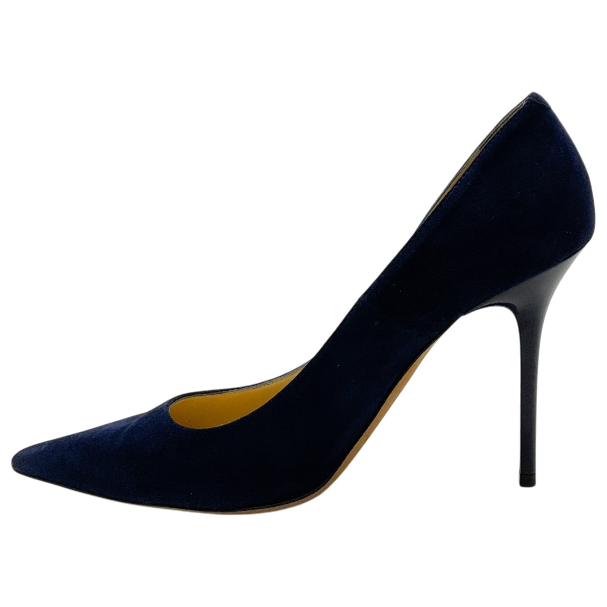Jimmy Choo Navy Blue Suede Pumps with Patent Heel