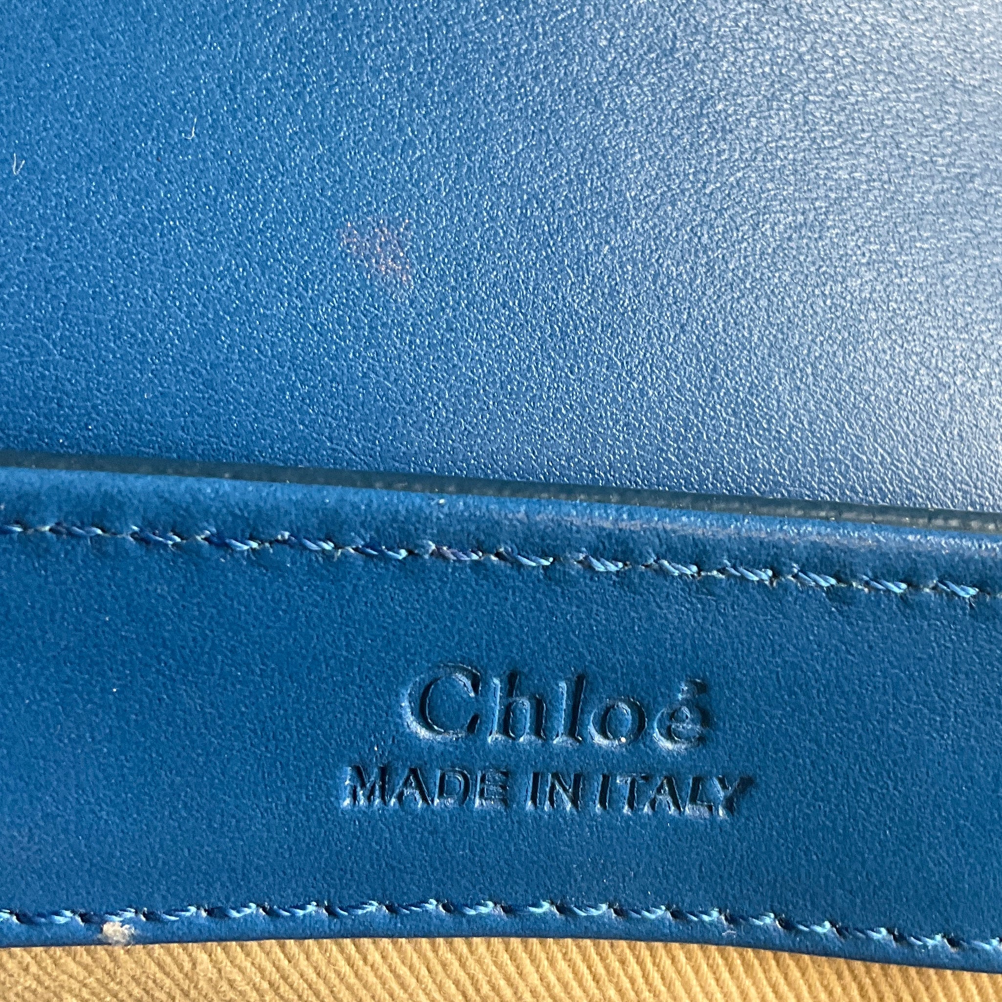 Chloe Blue Leather Mini C Shoulder Bag with Gold Hardware