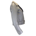 Load image into Gallery viewer, Nour Hammour Grey / Silver Studded Moto Zip Lambskin Leather Jacket
