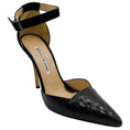 Load image into Gallery viewer, Manolo Blahnik Black Suede / Snakeskin Pumps with Ankle Strap

