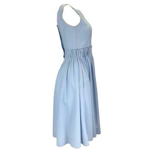 Marni Light Blue 2020 Sleeveless Chambray Denim Midi Dress