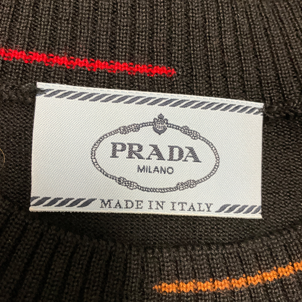 Prada Black Long Sleeved Wool and Silk Knit Pullover Sweater