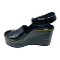 Load image into Gallery viewer, Celine Black 90mm Padded Graphic Brushed Leather Wedge Sandals
