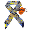 Load image into Gallery viewer, Hermès Blue / Yellow Brides et Gris-Gris silk Twilly Scarf

