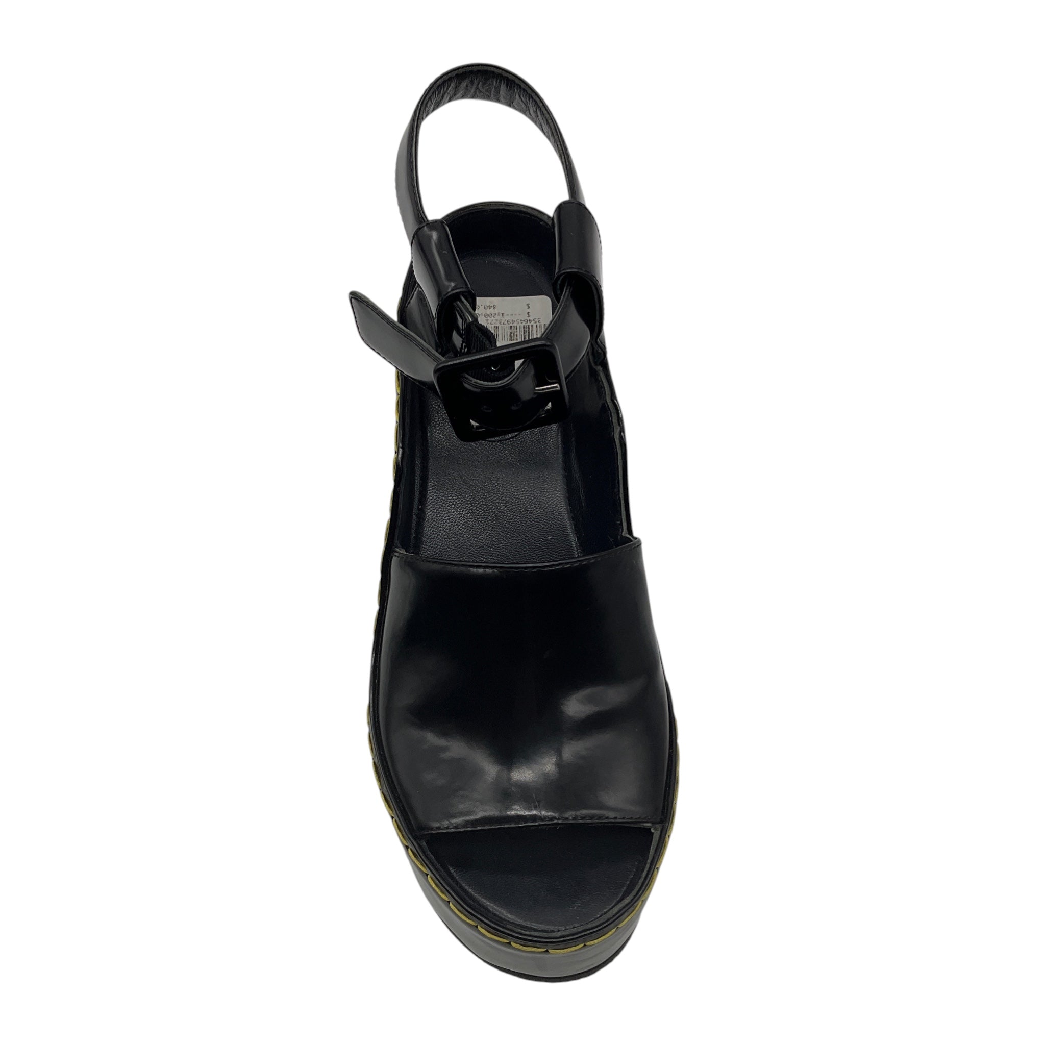 Celine Black 90mm Padded Graphic Brushed Leather Wedge Sandals