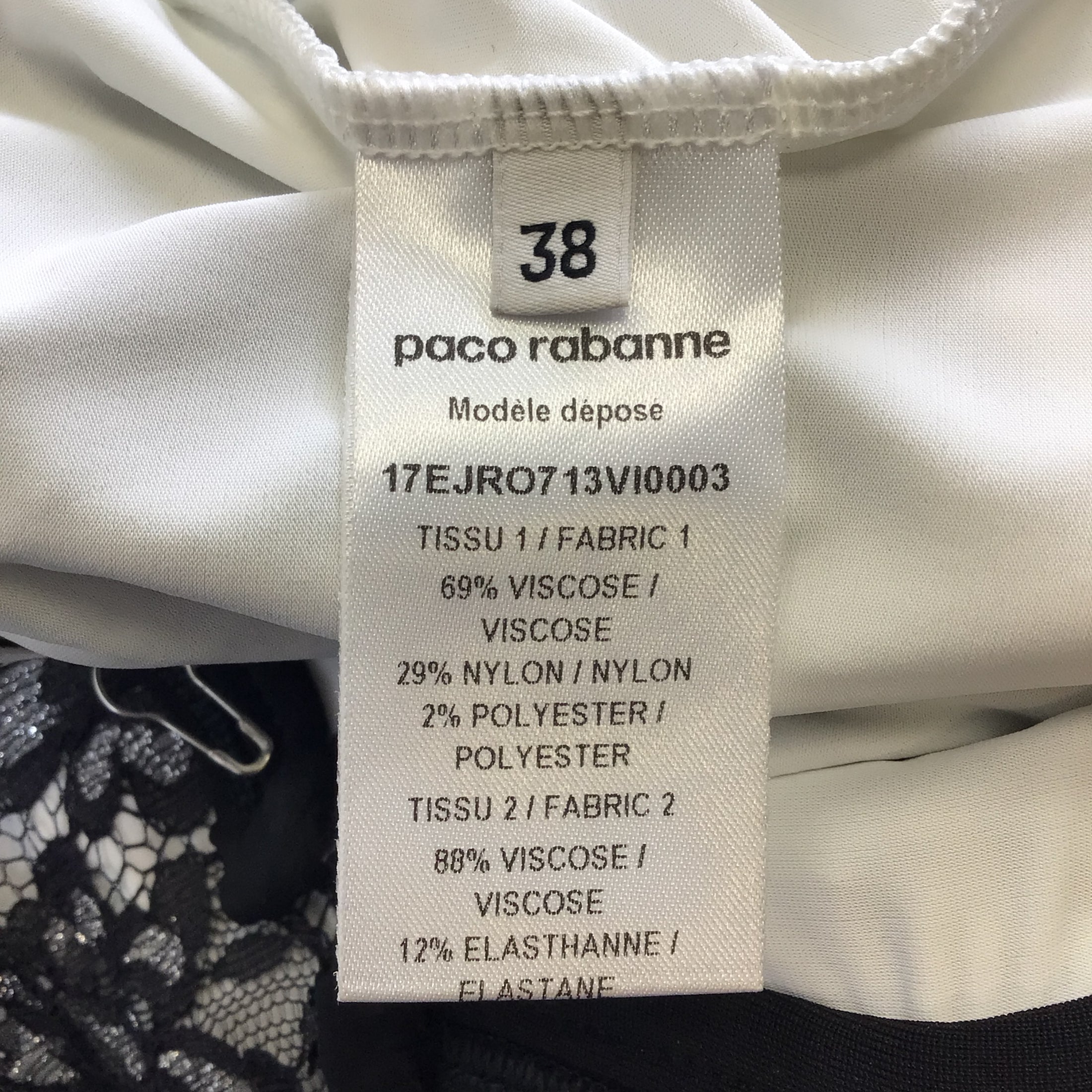 Paco Rabanne Black / White Sleeveless Lace Midi Dress