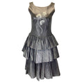 Load image into Gallery viewer, Gucci Vintage Grey Floral Embroidered Leather and Satin Dress
