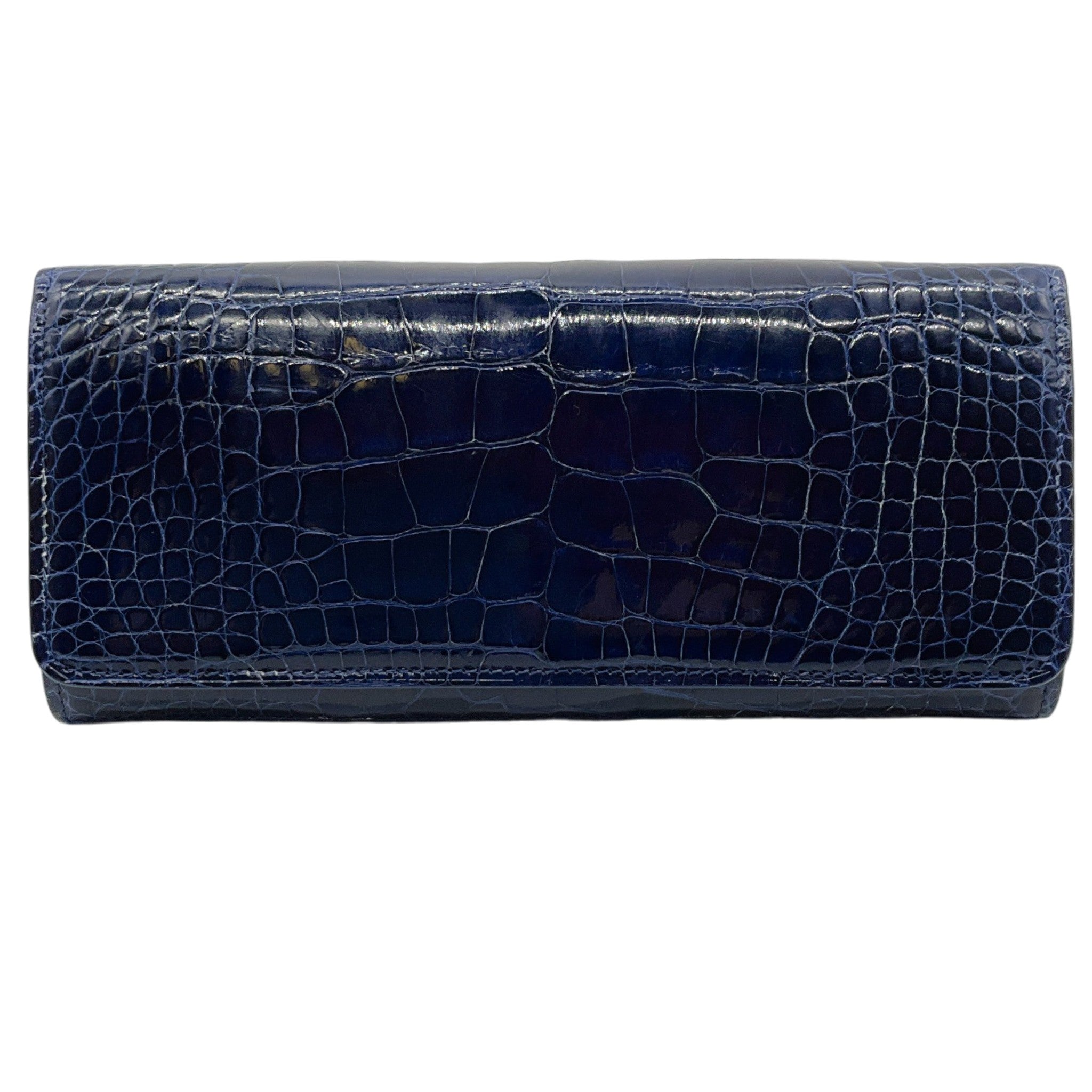 Kwanpen Navy Blue Alligator Continental Wallet
