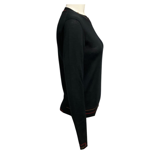 Prada Black Long Sleeved Wool and Silk Knit Pullover Sweater