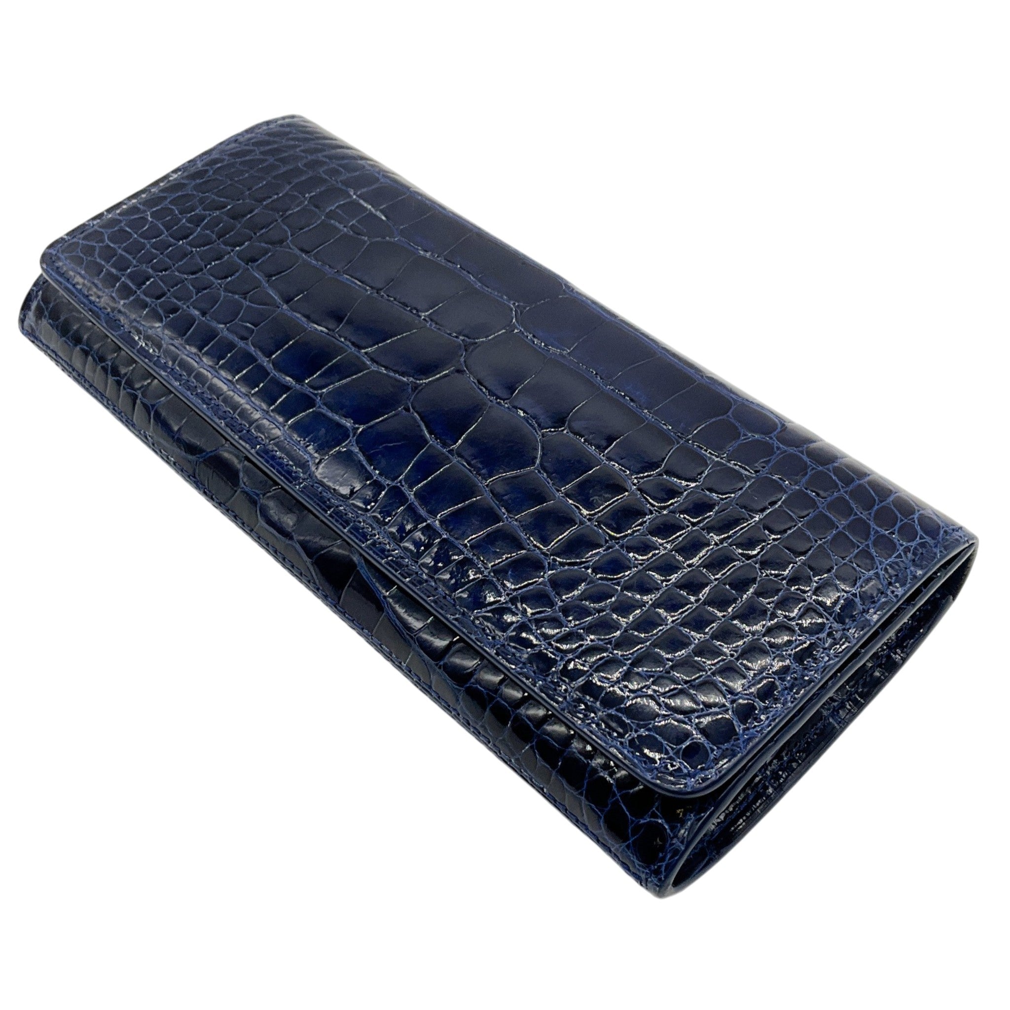 Kwanpen Navy Blue Alligator Continental Wallet