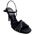 Load image into Gallery viewer, Pedro Garcia Black Satin Romina Sandals with Crystal Embellishments
