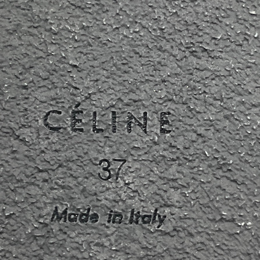 Celine Black 90mm Padded Graphic Brushed Leather Wedge Sandals