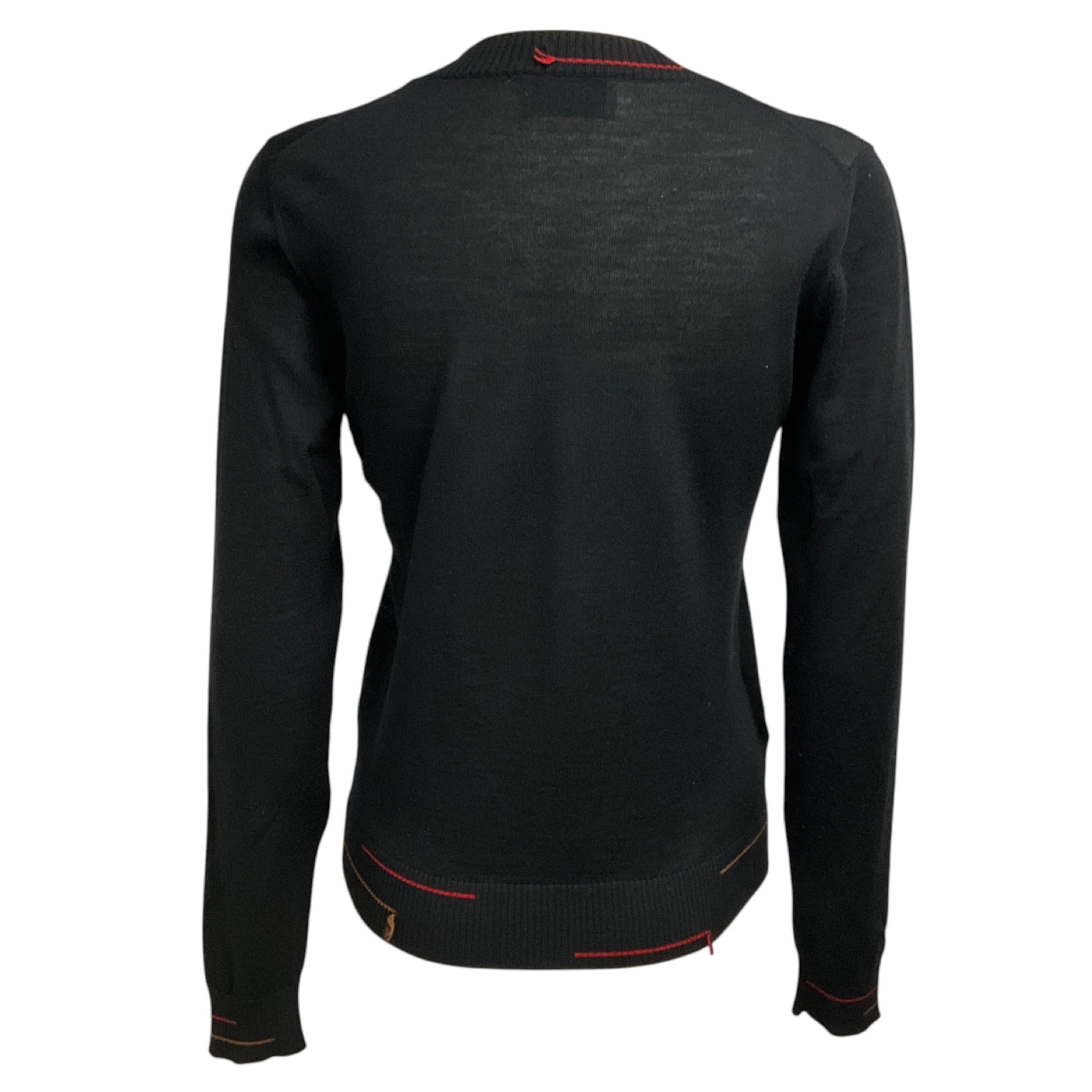 Prada Black Long Sleeved Wool and Silk Knit Pullover Sweater