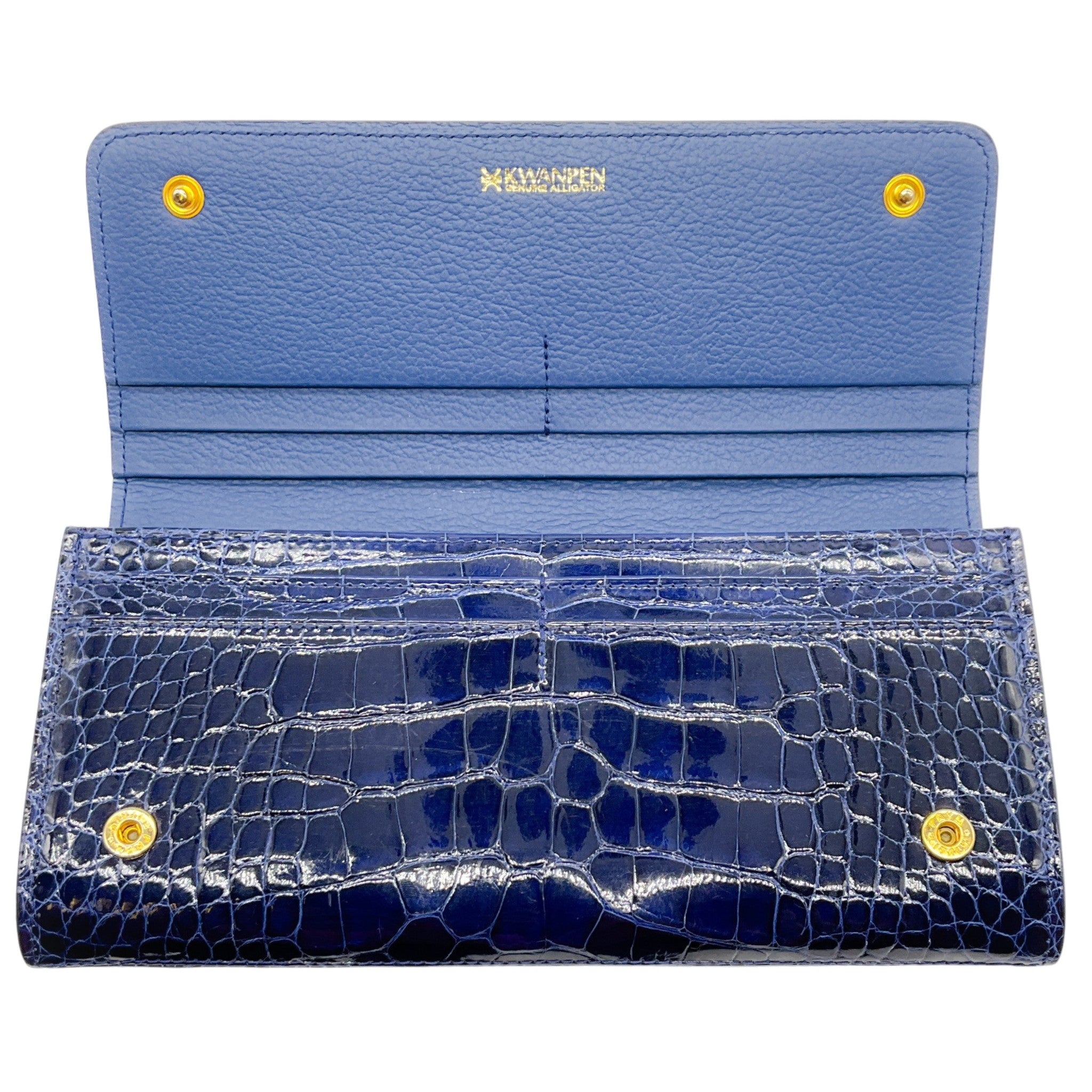 Kwanpen Navy Blue Alligator Continental Wallet