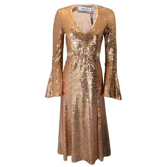 Prabal Gurung Gold Sequin Embellished Midi Dress